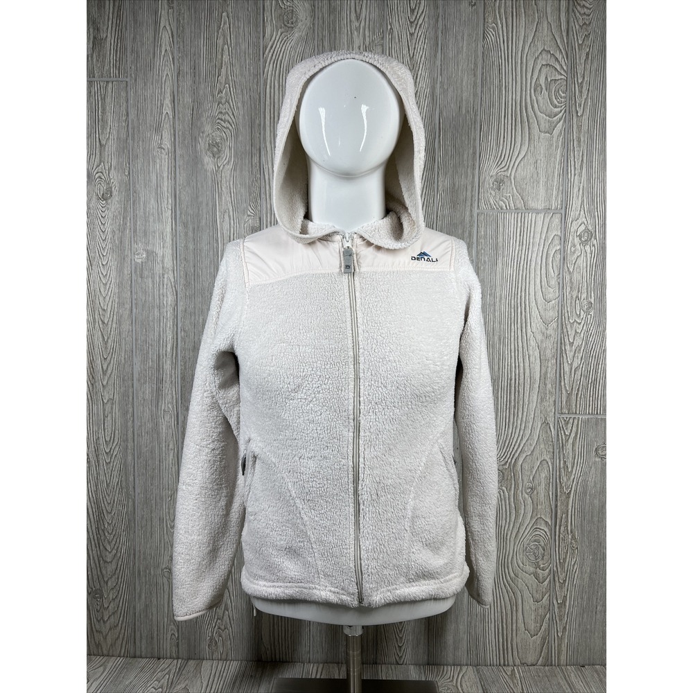 Denali White Fleece Full Zip Hooded Jacket Comfort Gift Daughter Mom Womens SZ S